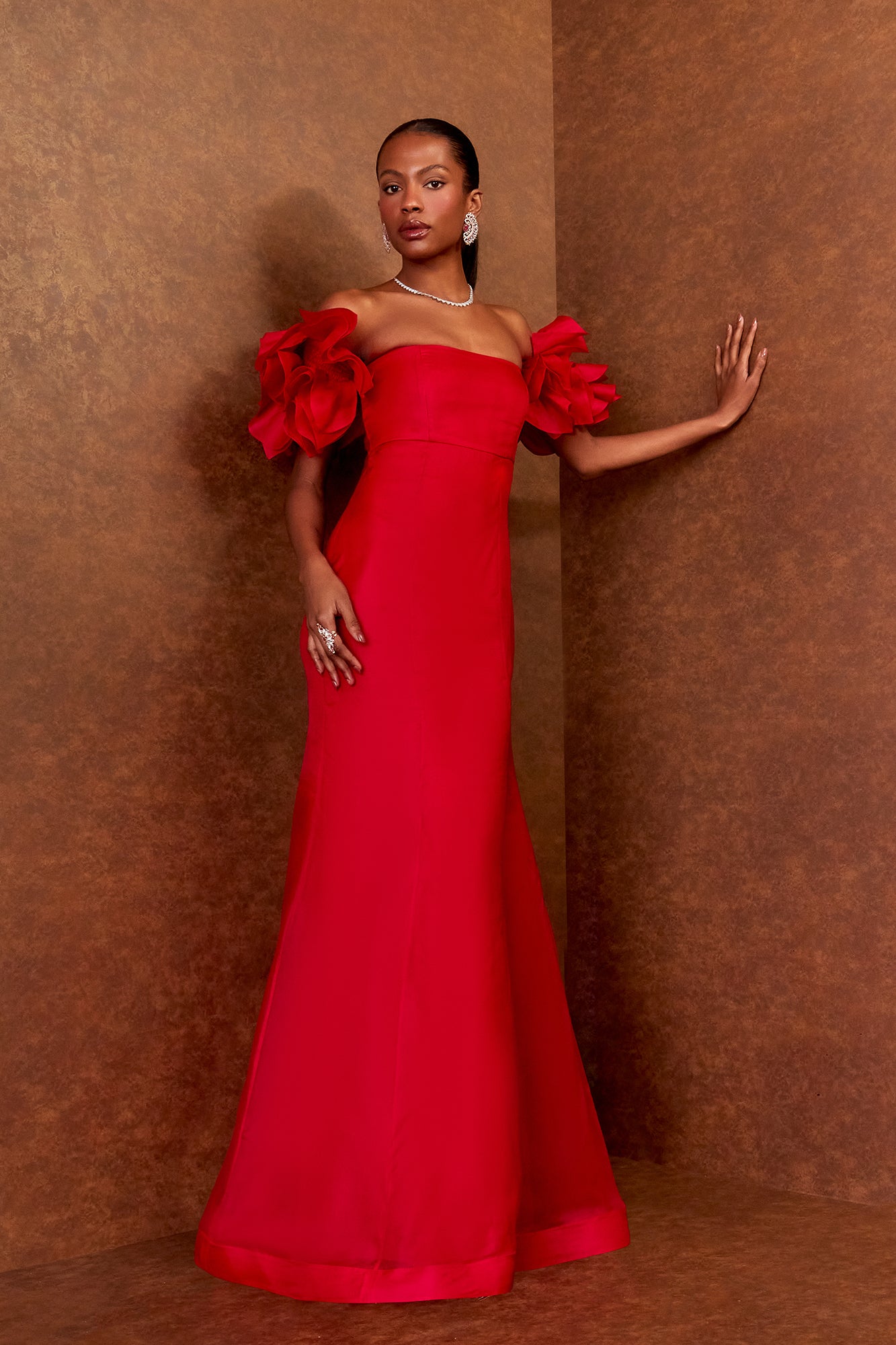 Vestido Longo Manga Petalas Rouge Agilità – LYS - Main Image